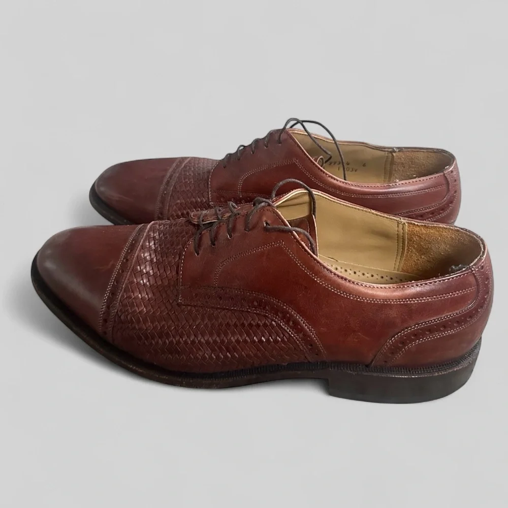 Johnston‎ & Murphy Ellsworth Cap Toe Woven Leather Dress Shoes Mens 10